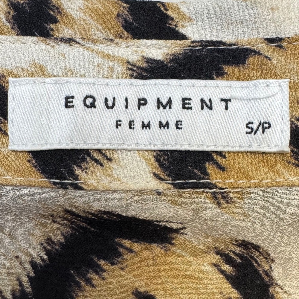 Equipment Femme 100% Silk Tunic Top Small Leopard Print Long Sleeve Blouse - Picture 5 of 8
